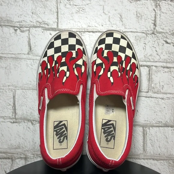 Vans Classic Slip on Drip Red black/white checkerboard - Picture 4 of 10